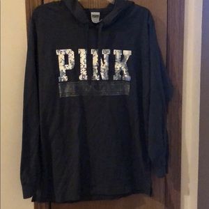 VS Pink Lightweight Hooded Shirt Size Medium M